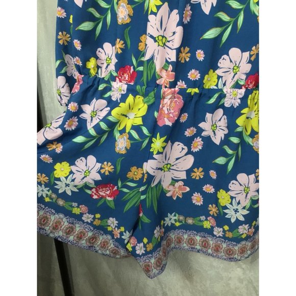 Tabitha Webb Floral Print Romper Shorts Size 4 Blue/Pink - Picture 3 of 9